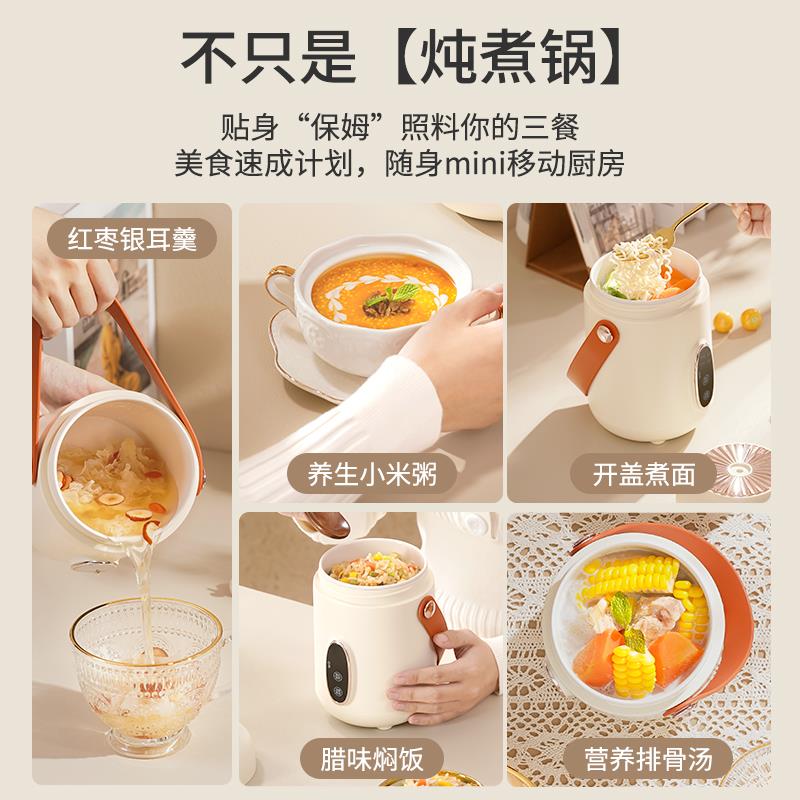 便携式陶瓷釉内胆电炖锅适用于办公室迷你煮粥神器 自动保温电煮