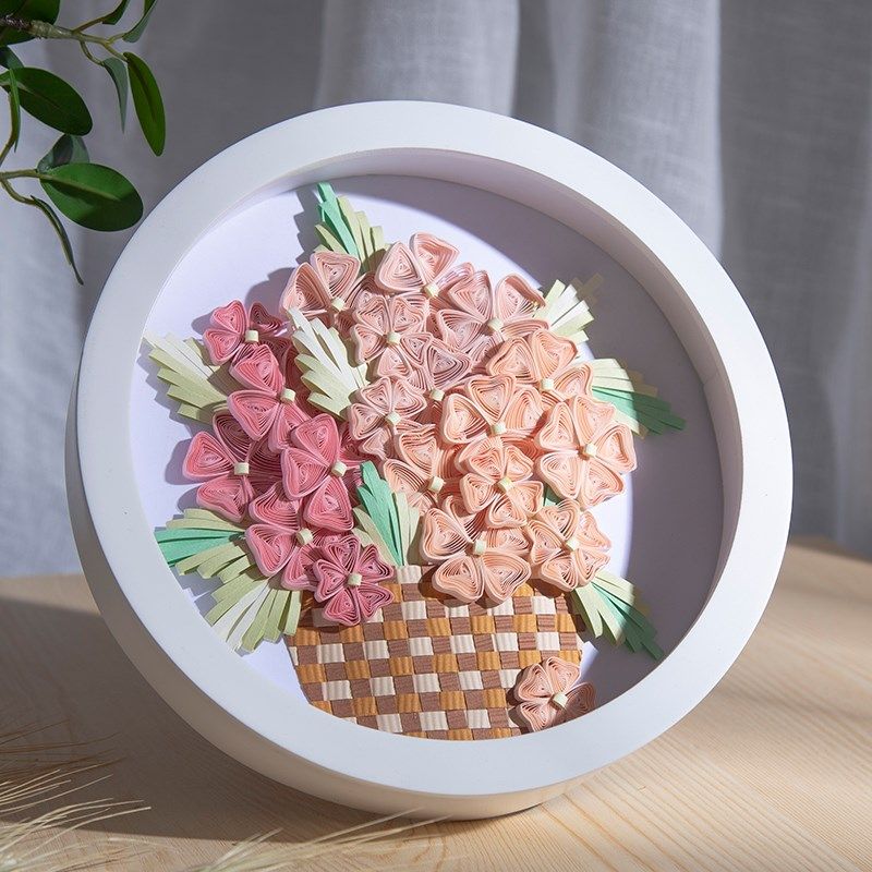 衍工画学生创意手工作iy材料包手纸暖场d品成品衍纸套装小圆花篮