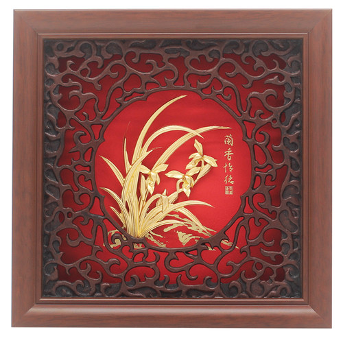 立体金箔画兰香怡德 送领导老师时尚家居工艺品兰花商务会议礼品