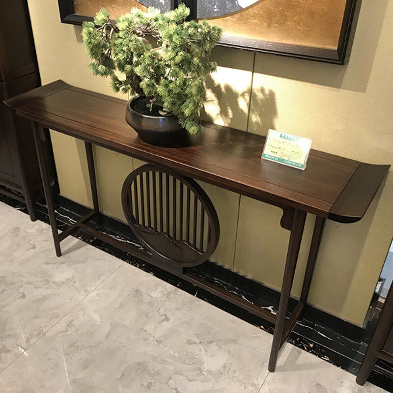 新中式玄关桌靠墙条案入户玄关柜黑檀木供桌乌金木门厅中式玄关台