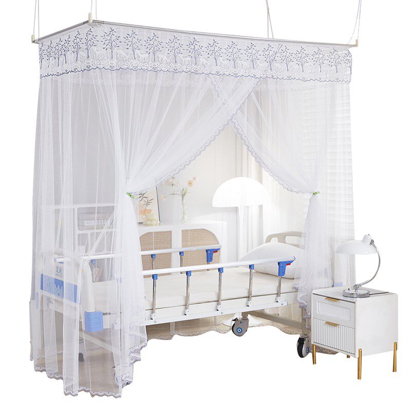 医院病床蚊帐专用老人护理床蚊帐免安装吊顶可伸缩加密防蚊落地