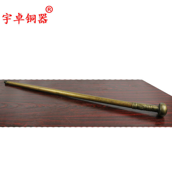 宇卓铜器 纯铜拐杖 黄铜福字圆头拐杖 加长款1米老人拐杖手杖