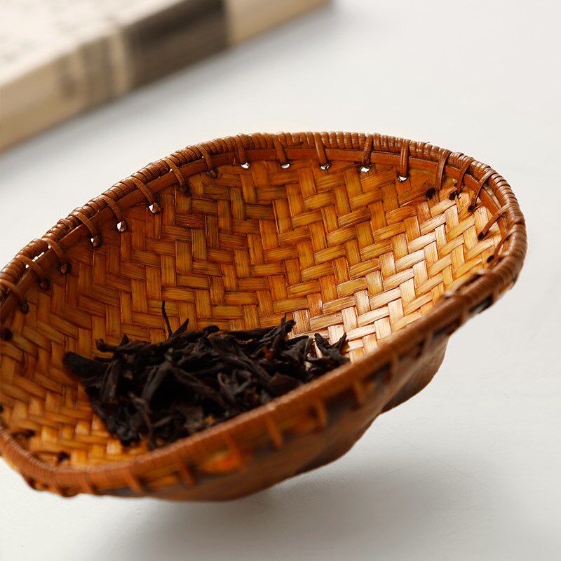 高档竹编大漆真乌龟壳茶则藤编赏茶荷天然龟甲竹文玩茶道六君子