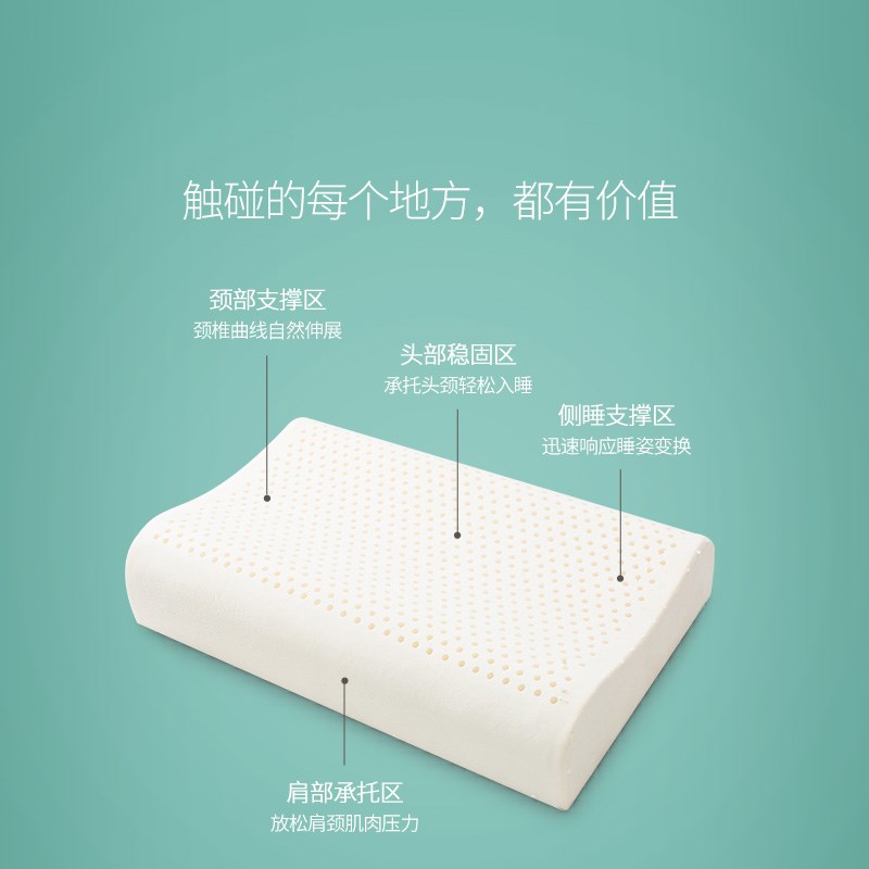 睡康宁波形乳胶枕头 成人单人高低颈椎记忆枕芯 橡胶护颈枕