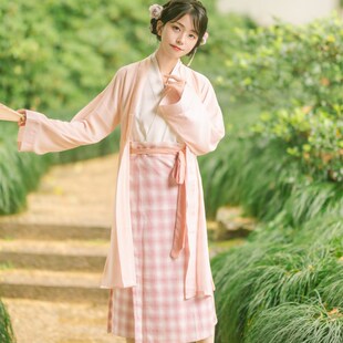 倾城流烟汉服女 白芥子 宋制三件套对襟长褙子旋裙夏季日常TR短裙
