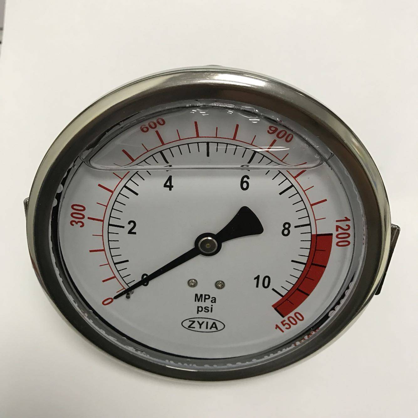 轴向偏心带支架耐震压力表 YN-100Z-u 压力10mpa 1500psi 直径100