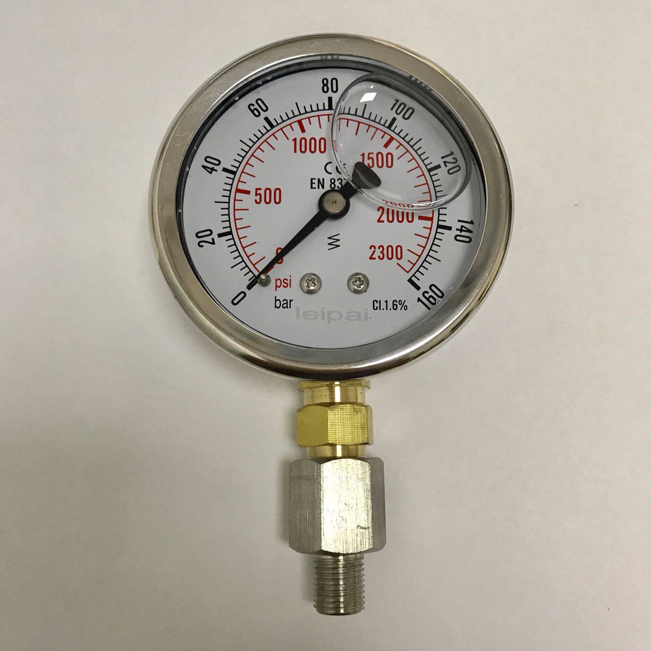 160bar 2300psi (16mpa) 压力表 直径前61mm-后68mm 螺纹m10x1 - 实物图
