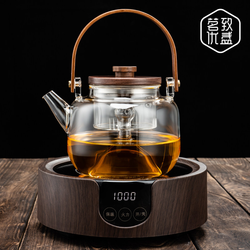 蒸汽玻璃提梁煮茶壶养生壶全自动蒸茶壶煮茶器家用抽水电陶炉煮茶