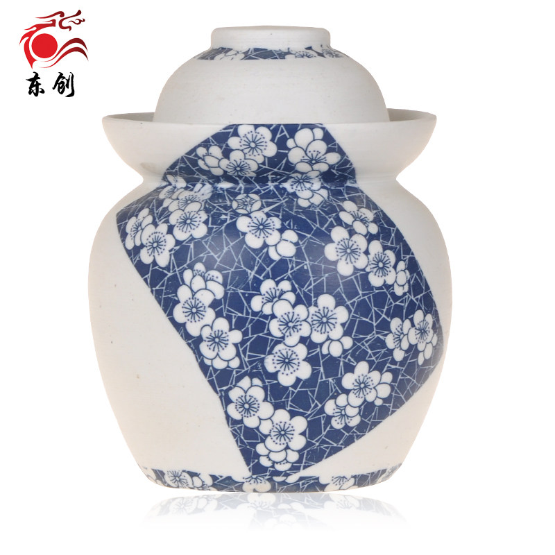 景德镇陶瓷泡菜坛子腌菜缸坛子储物罐密封双盖无铅环保四川泡菜坛