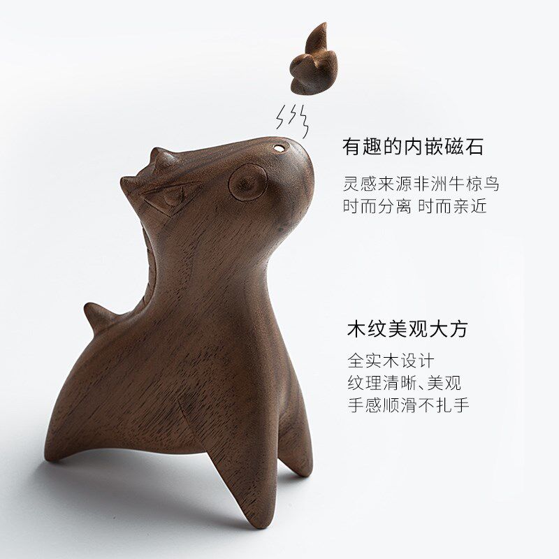 家用创意书桌电视柜饰品北欧简约个性实木河马摆饰办公室装饰摆件