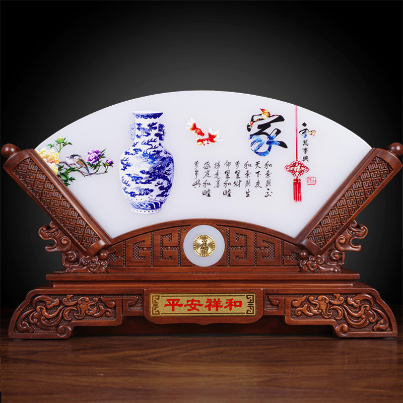 玉石屏风扇形摆件家居装饰客厅酒柜书房工艺品办公室教师节礼品