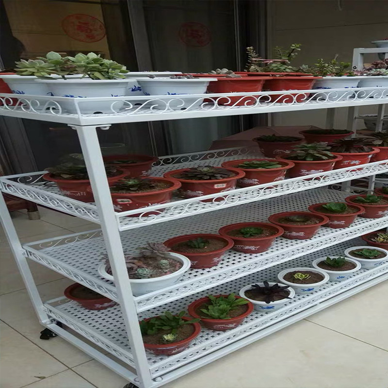 阳台花架室外落地多肉架多层带轮铁艺架移动防雨防晒保温植物架子