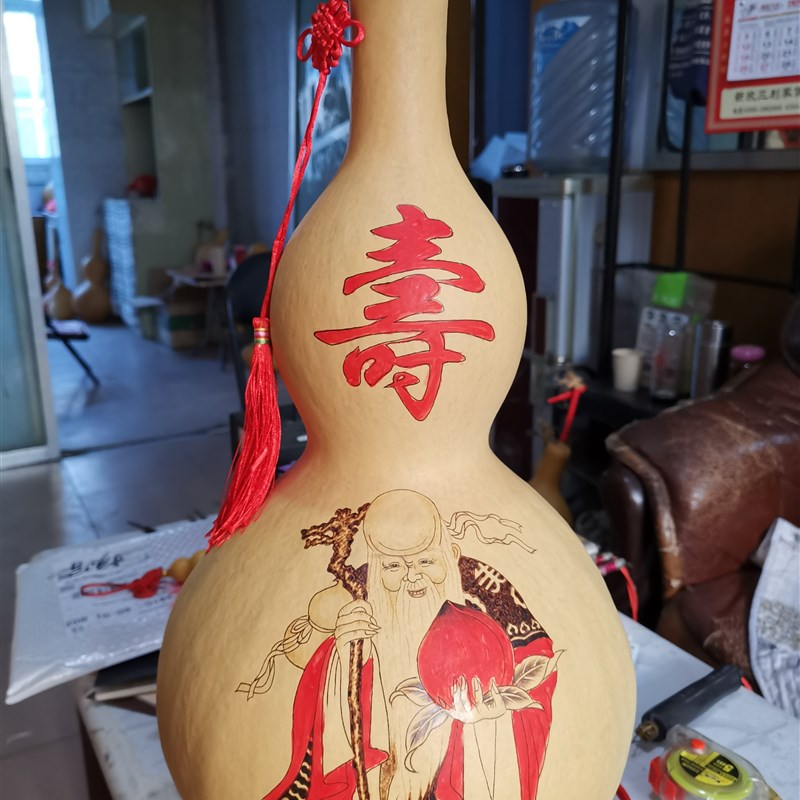 天然真葫芦纯手工非遗烙画特大葫芦工艺品挂件家居装饰摆件真葫芦