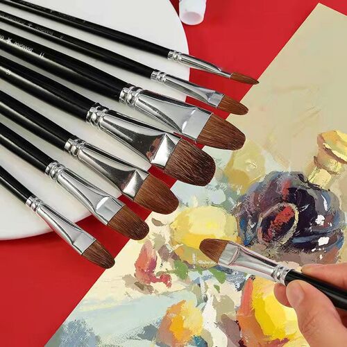 毕加索狼毫水粉笔美术色彩专用丙烯颜料画笔水彩笔圆头油画笔套装