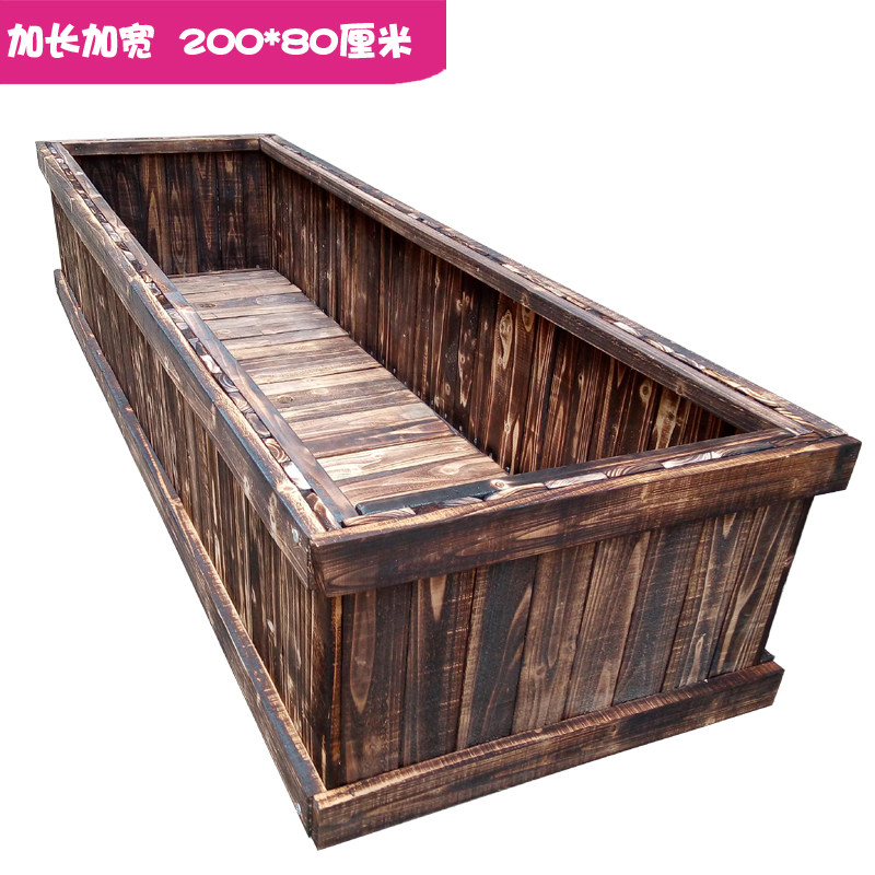 特大碳化防腐长方形木质花盆屋顶楼天台阳台种植箱槽种菜盆栽包邮