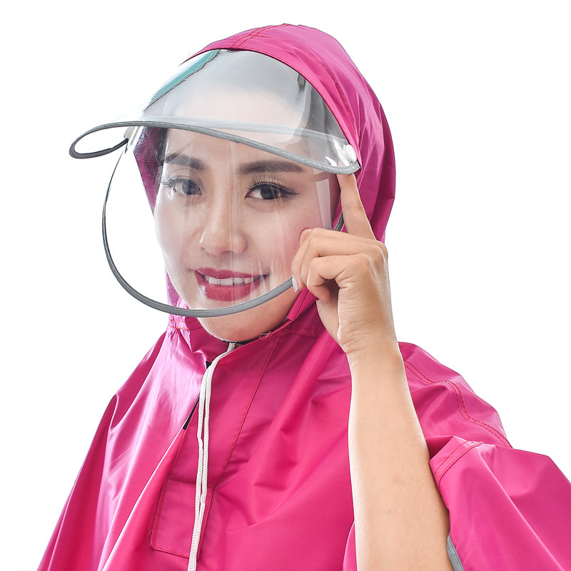 双清电动车雨衣成人双帽檐摩托车雨披男女士单人双面罩加大雨衣