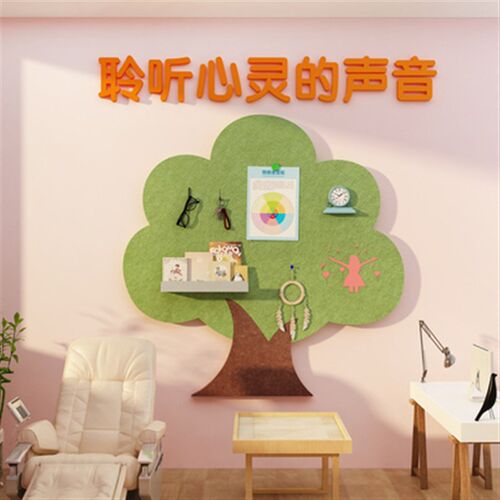 毛毡楼梯心理咨询室布置挂图灵驿站留守儿童之家文化墙面装饰贴画