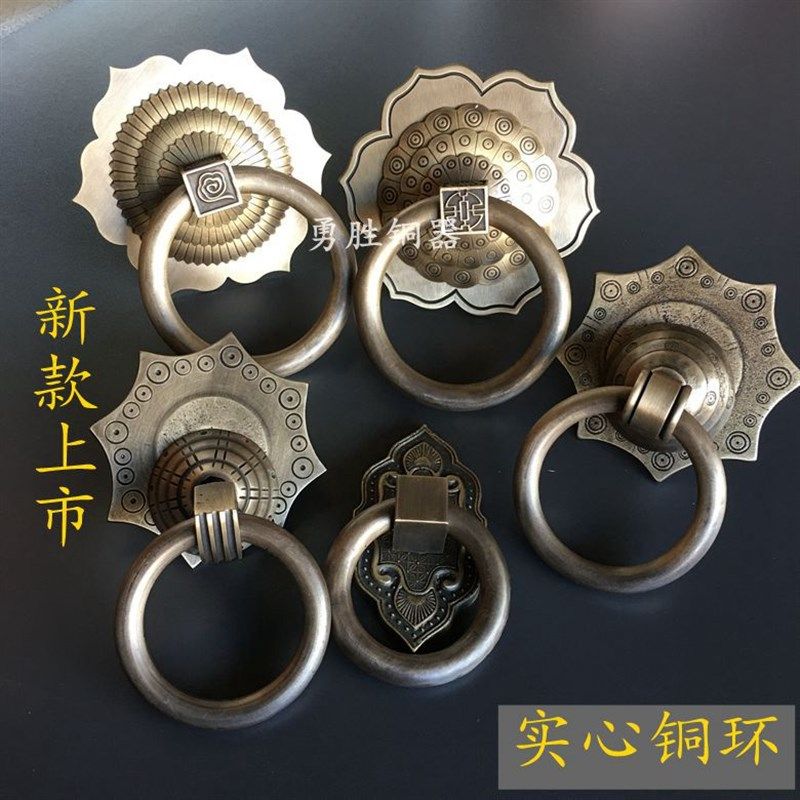 中式仿古纯铜拉手古典铜饰实木门把手实心大门拉手老式门配件新款