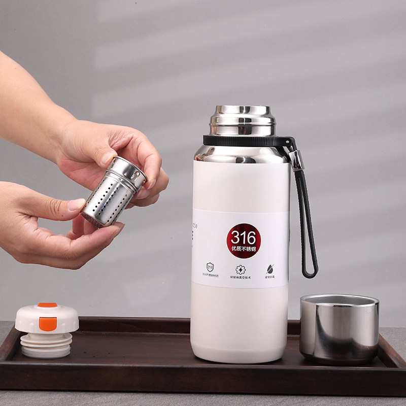 升级保温杯大容量1.5L便携316不锈钢泡茶杯水壶大号水杯子闷茶杯