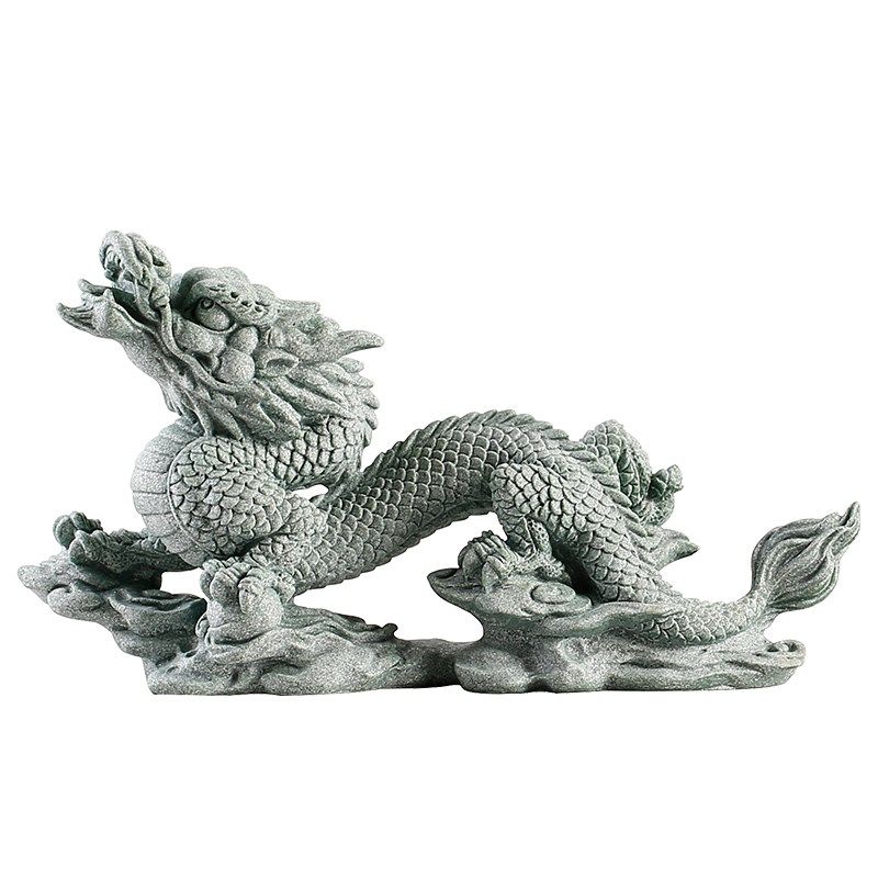 中式生肖龙书桌摆件创意家居玄关鱼缸沉水造景青砂石瑞兽神龙摆设