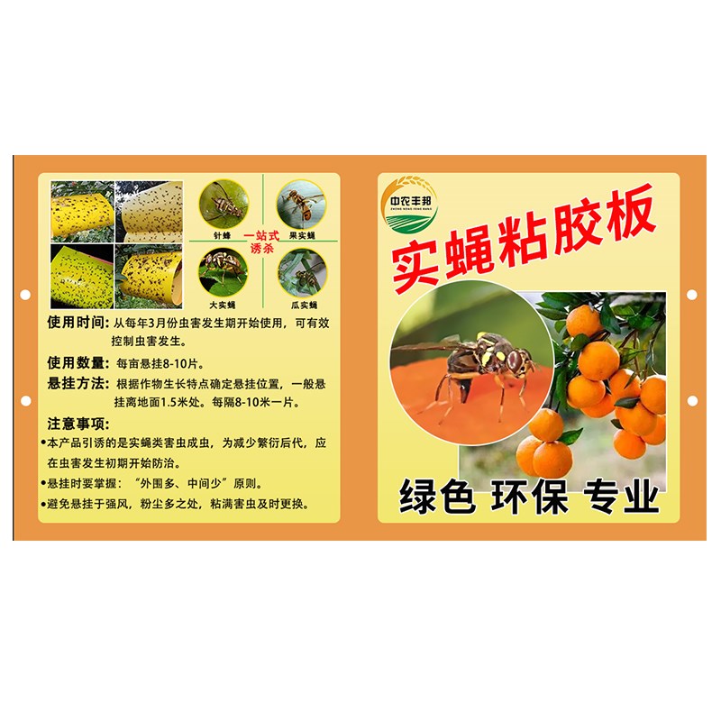 瓜果实蝇针蜂粘胶板防果蝇针蜂贴粘虫板柑橘大实蝇诱虫板诱捕器