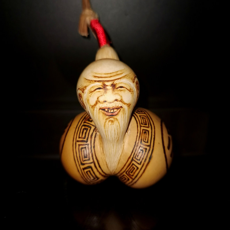 坐忘堂 天然开裂葫芦手工 非遗烙画转印 挂件手把件文玩摆件包邮