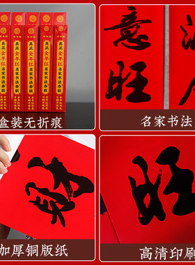 春联对联小门大门窗户黑字净版全红新年装饰家用生意店铺传统门联