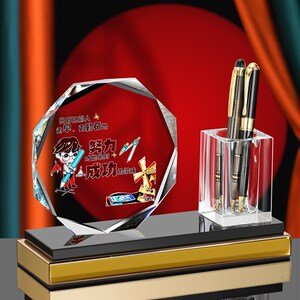 励志牌学习摆件学习很苦坚持很酷新创意水晶笔筒激励人生努力标语