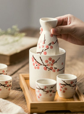 日式釉下彩雪花釉陶瓷清酒酒具温酒器热酒壶烫酒黄酒白酒分酒器