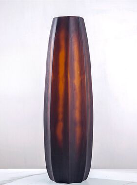 手工刻磨超高花瓶多边形八角形简约餐桌个性插花花器电视柜客厅