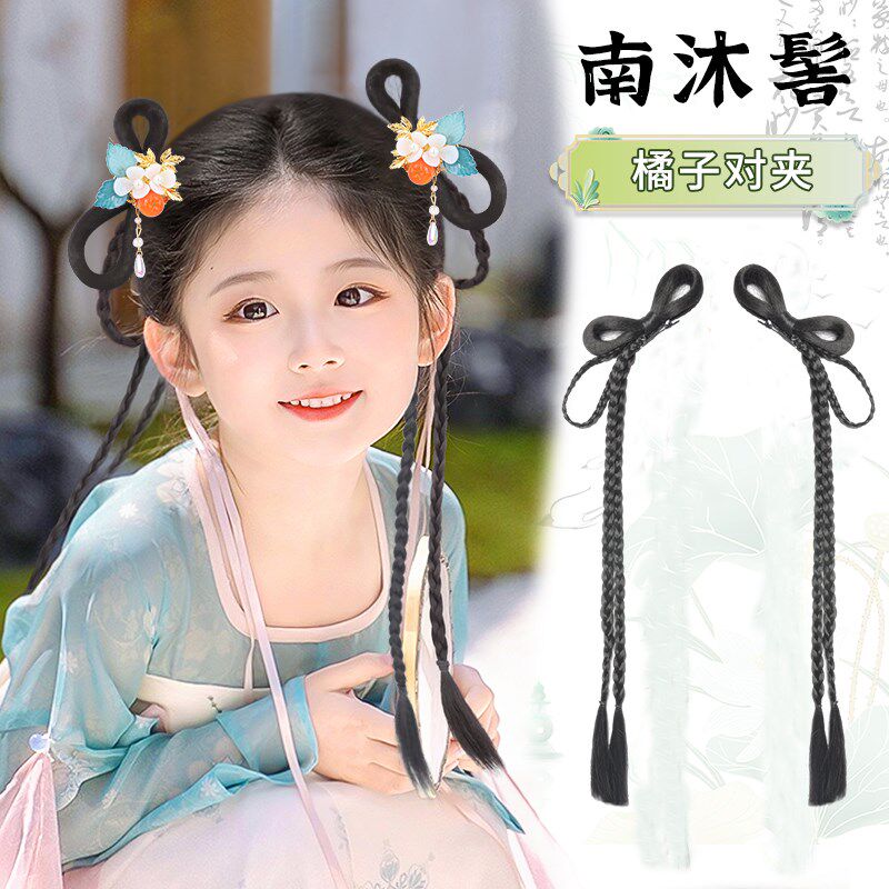 儿童汉服假发包古装一体式懒人发髻女童头饰古风盘发垫发演出造型