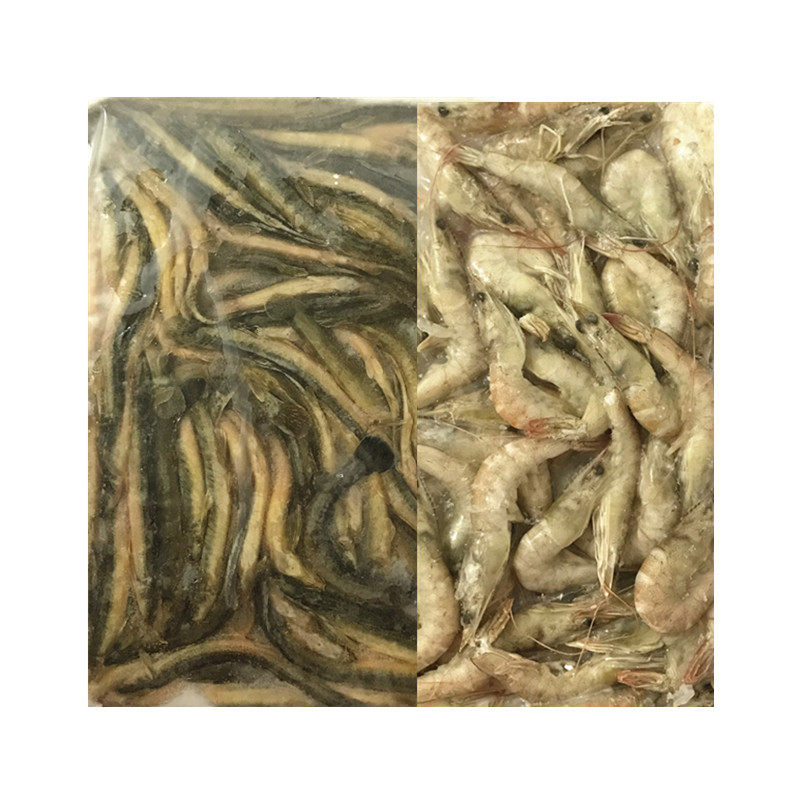 冻泥鳅段鱼饲料龙鱼鱼食包邮 新鲜速冻淡水小河虾虾仁虾段麦穗鱼