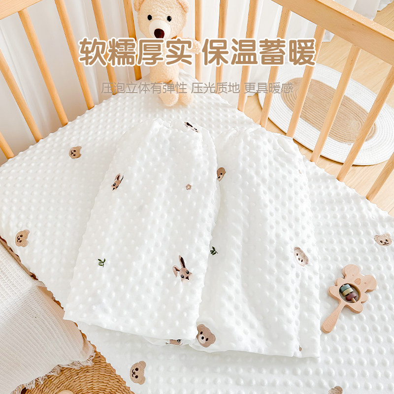 婴儿床笠新生宝宝豆豆绒床单秋冬暖绒幼儿园儿童拼接床垫套罩定制