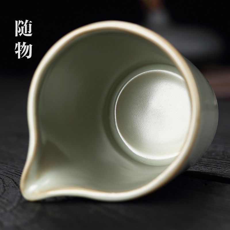 汝窑公道杯陶瓷单个公杯茶海功夫茶具茶漏汝瓷冰裂倒茶分茶器茶杯