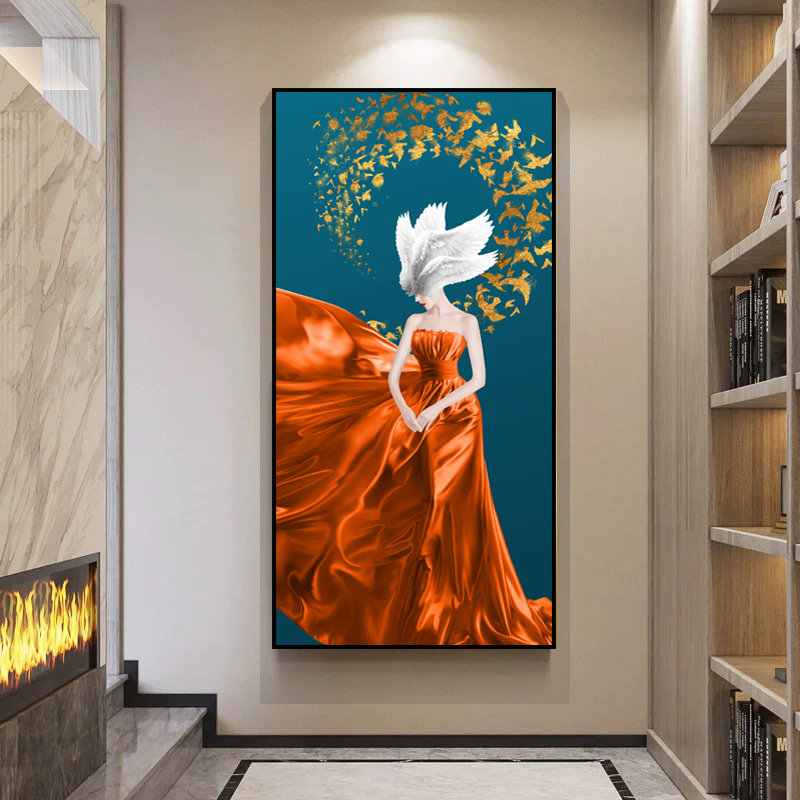 免打孔自粘装饰画走廊过道入户玄关北欧风格麋鹿挂画墙贴防水贴画