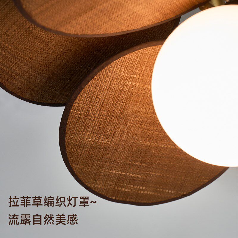旭呈法式复古中古卧室灯吊灯藤编日式餐桌餐厅灯书房阳台楼梯灯具