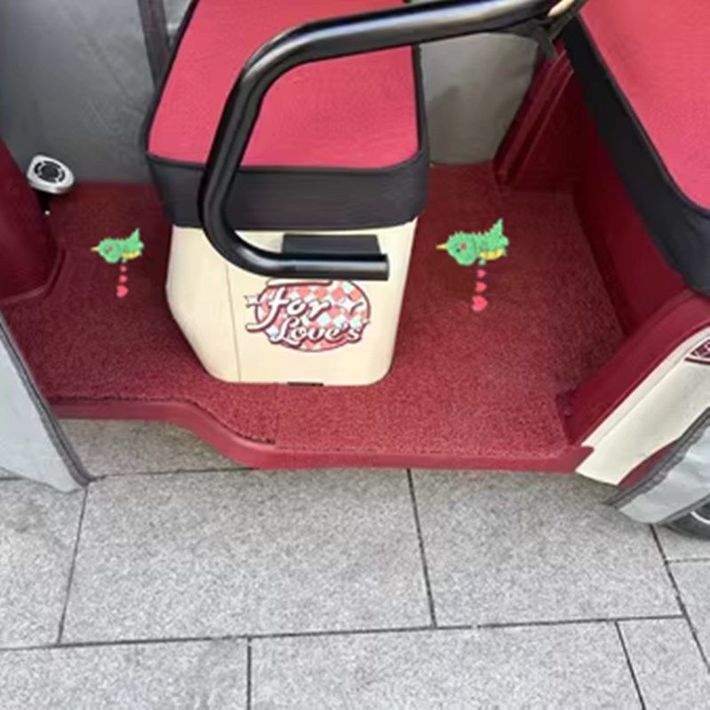 适用于赛鸽多美脚垫电动三轮车脚垫防水皮革丝圈踏板垫坐垫适