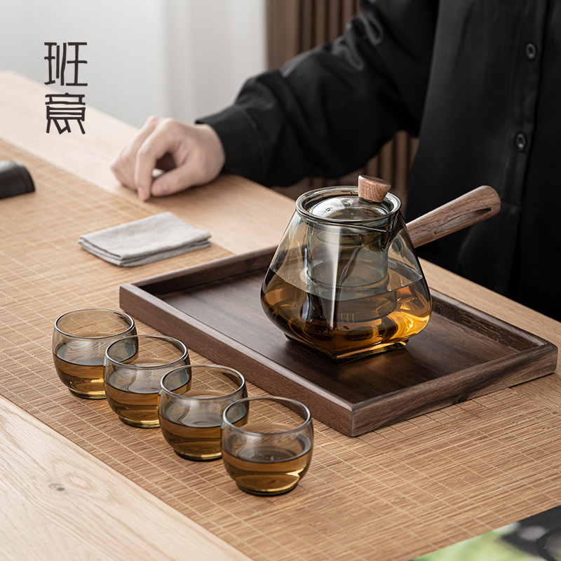 侧把泡茶壶茶水分离玻璃沏茶壶可加热带过滤家用茶叶单壶日式加厚