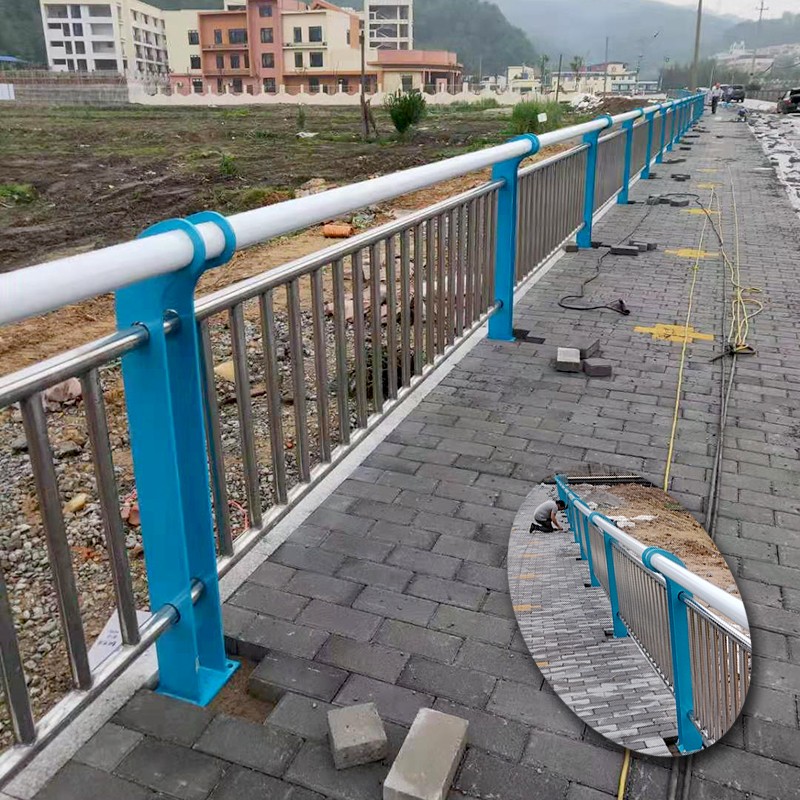 桥梁护栏304河道海边景观道路栏杆人行道不锈钢复合管隔离栏宁波