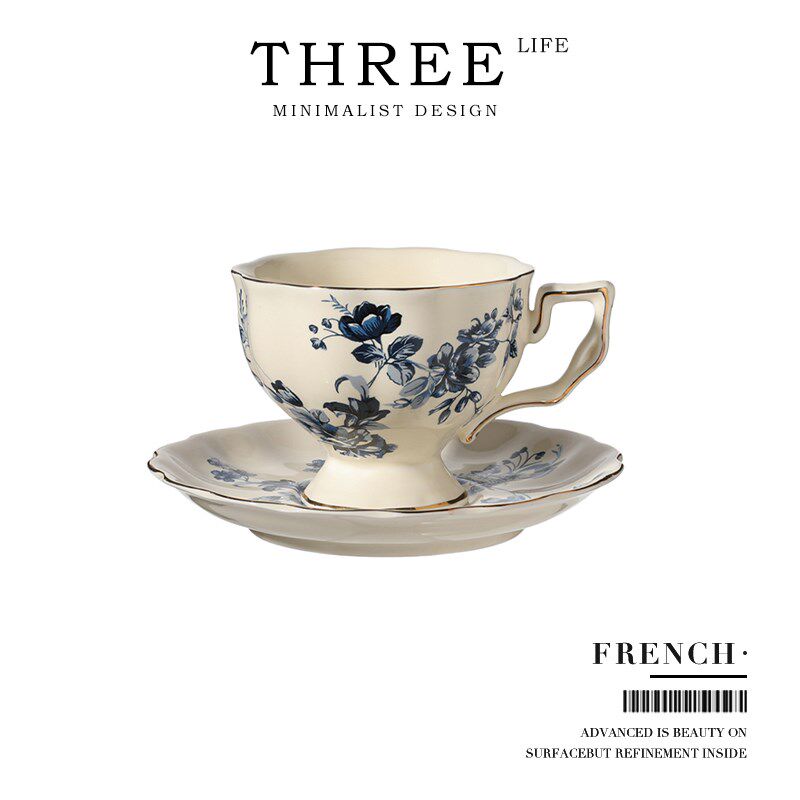 TlifeFrench杯具欧式咖啡杯碟套装陶瓷青花瓷高档精致 法式
