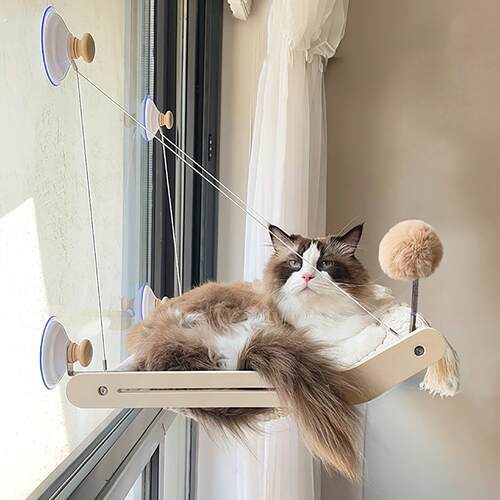 阳台猫窝观景台猫吊床窗边吸盘设计可拆洗猫咪秋千吊床