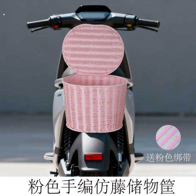 电动车前置物编织车筐篮子多功能电动车自行车通用收纳篮/筐