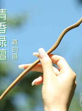 绿檀木发簪女古风高级感木质簪子新中式简约现代日常通勤发钗簪子