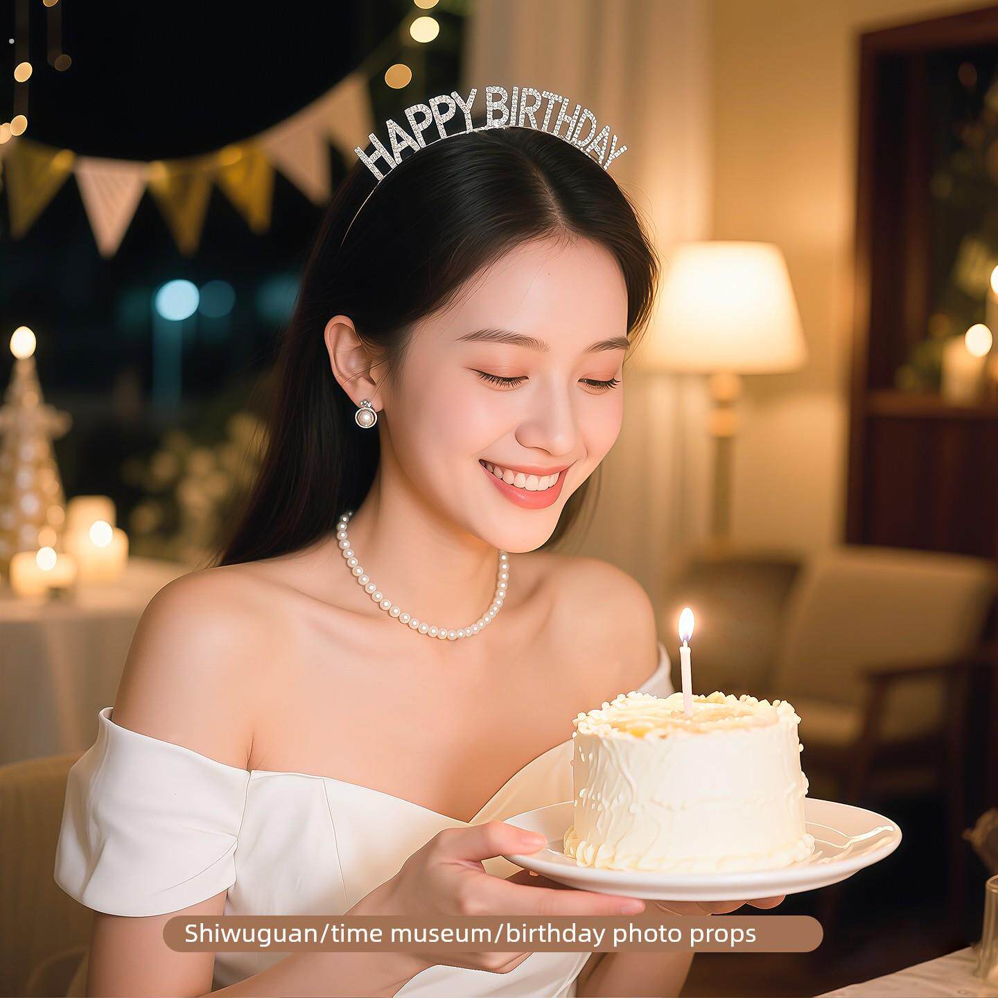 网红生日快乐发箍头饰女神生日派对皇冠头发箍装饰拍照道具仪式感