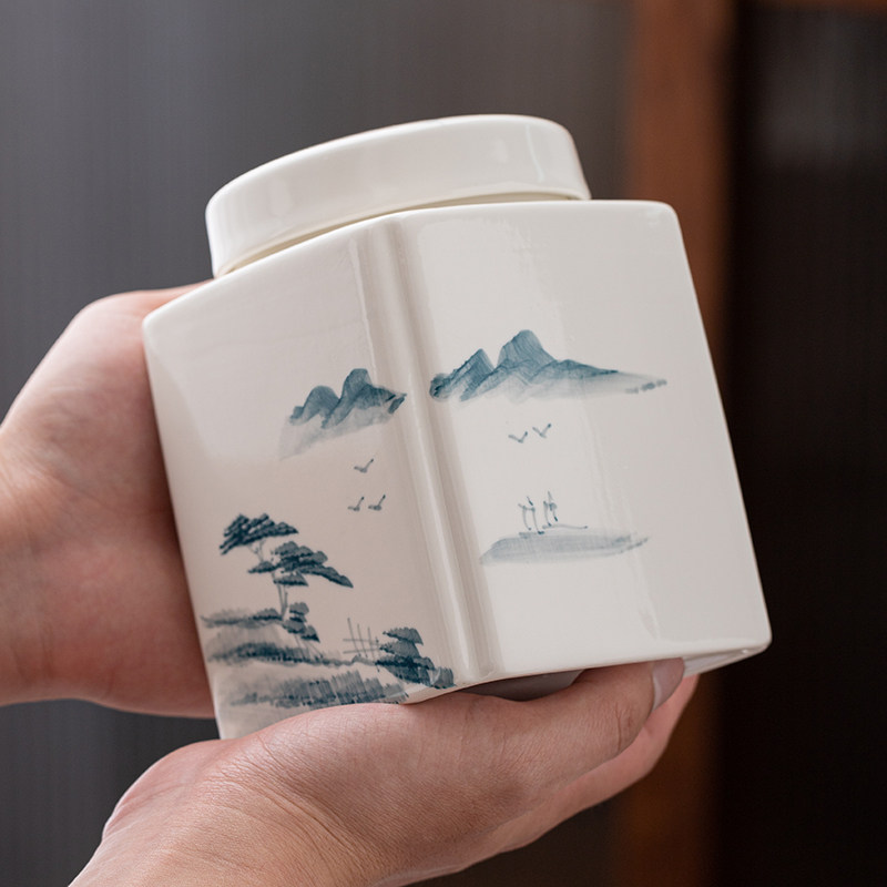 手绘茶叶罐包装盒空礼盒高档礼品盒订制龙井绿茶红茶白茶通用木盒
