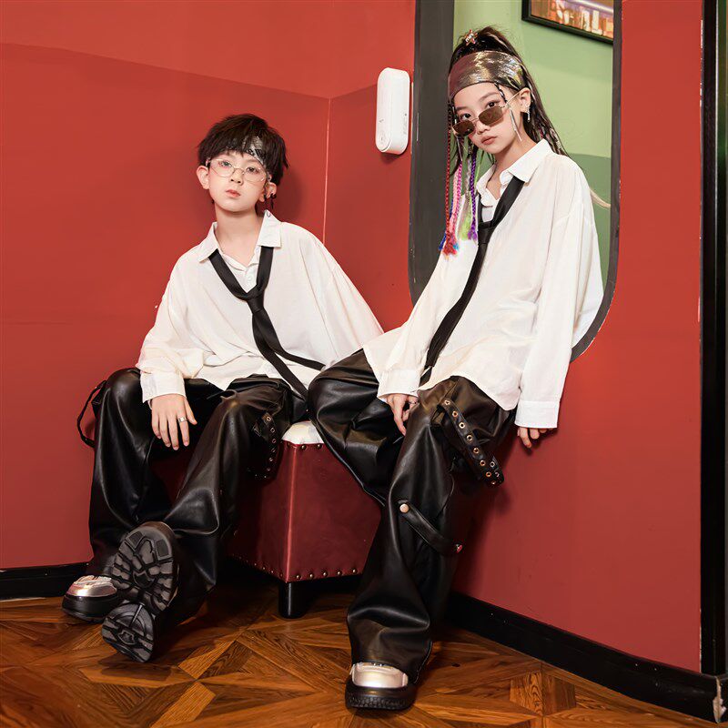 爵士舞服装女套装春秋季新款潮酷街舞儿童舞蹈服男童架子鼓演出服