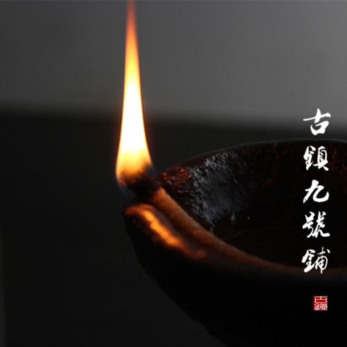 禅意酥油灯 手工复古陶瓷烛台茶道摆件 做旧烛台中式仿古典煤油灯