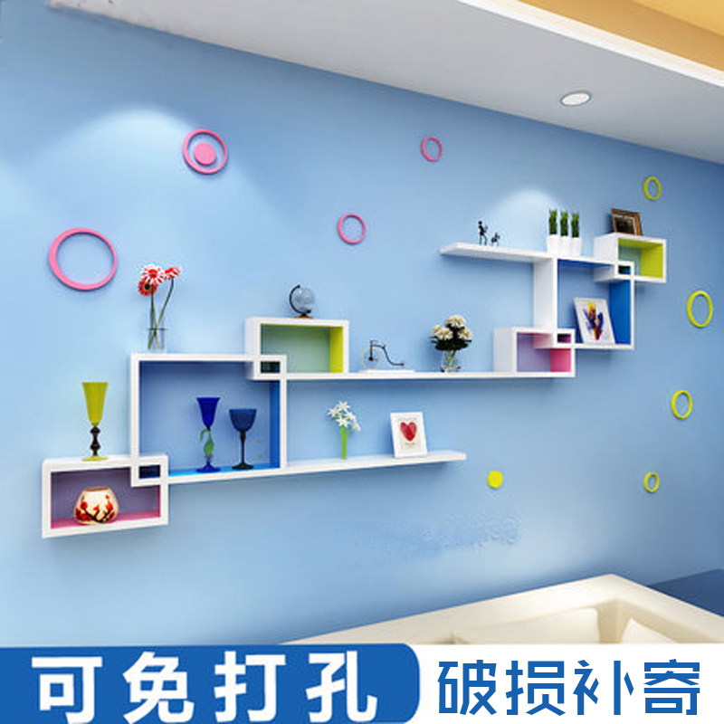 儿童房彩色墙上置物架壁挂墙上装饰挂架储物卡通收纳层架墙壁挂件