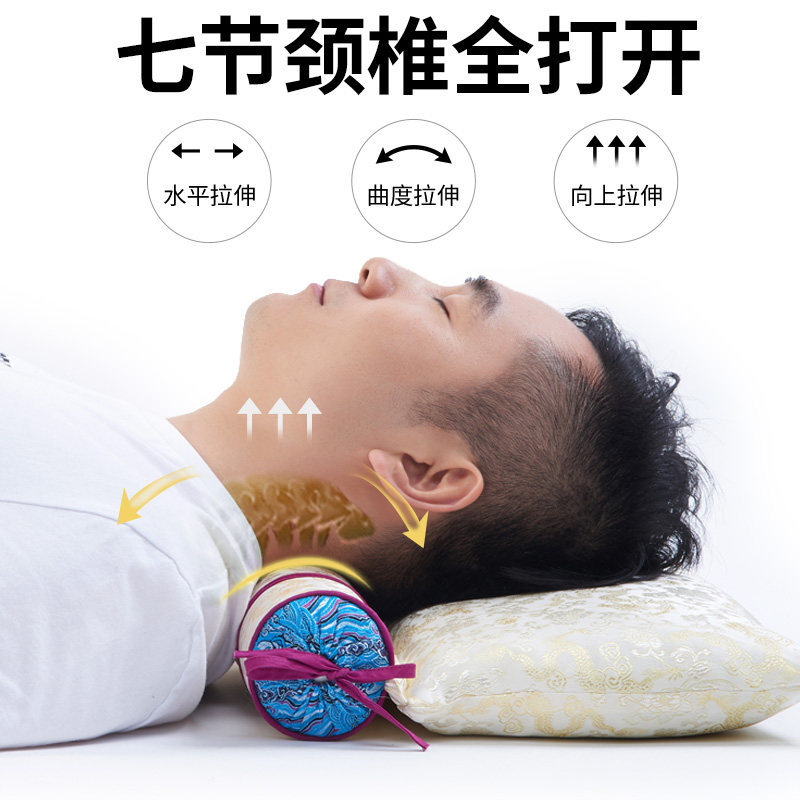 颈椎枕荞麦决明子枕头圆形单人颈椎助睡觉专用圆柱枕糖果形护颈枕