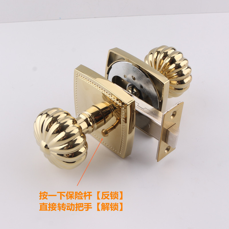 依佰利青古铜南瓜球形锁美式金色轻奢室内法式卫生间静音浴室门锁图片